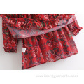 Women Clothing Flower Printing Loose Dress with Bow